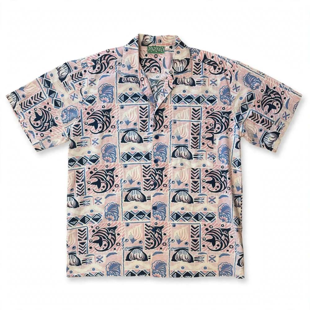 Vintage Papaya Hawaiian Short Sleeve Button Down Shirt Size XL Fish Print